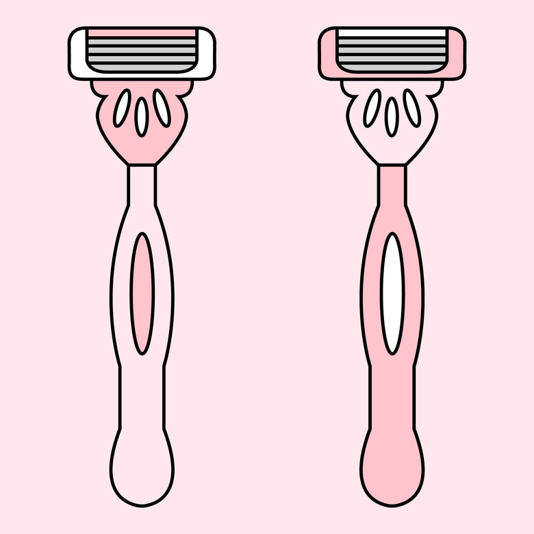 illustration of two pink razor blades side by side